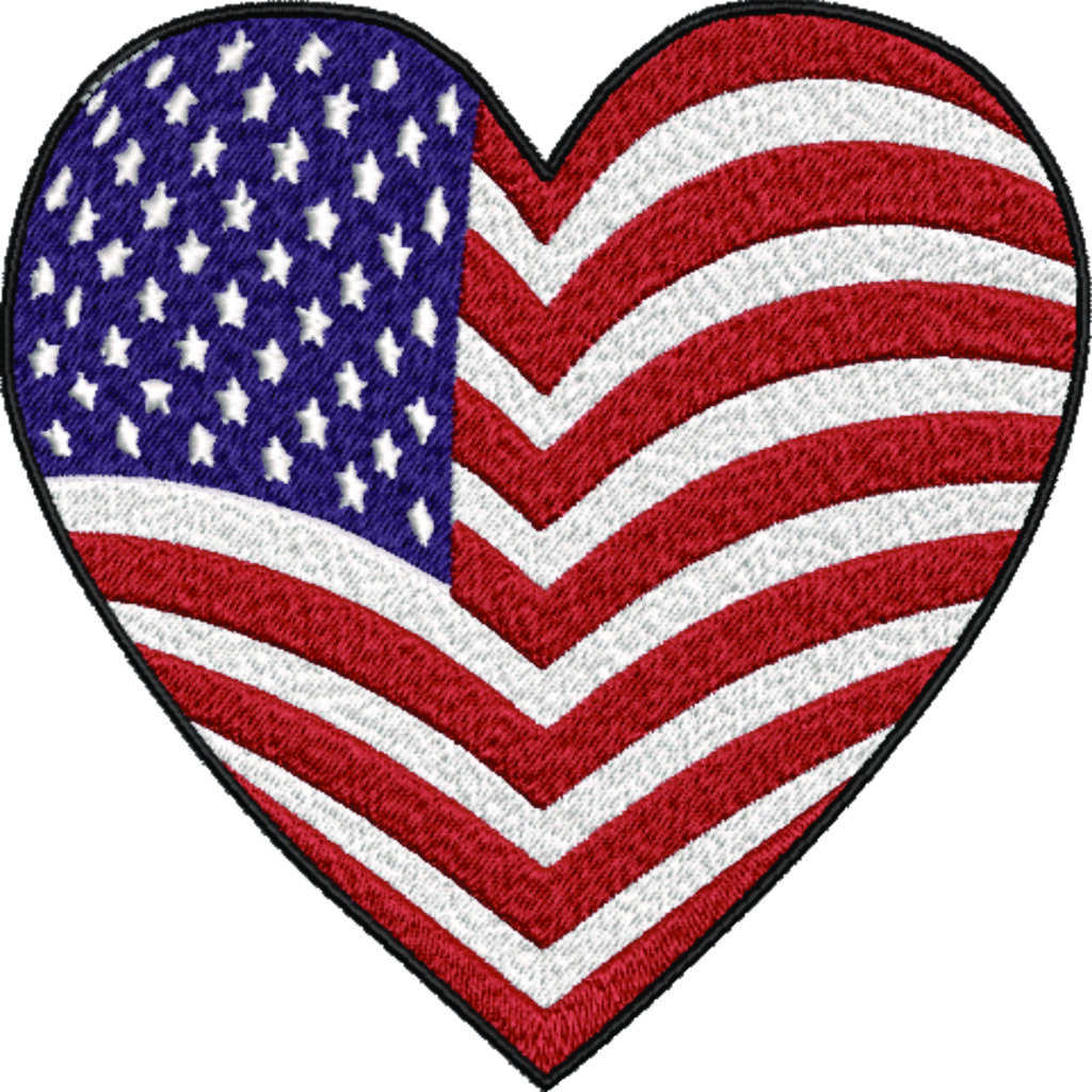 Th July Embroidery Flag Heart Embroidery Design American Flag