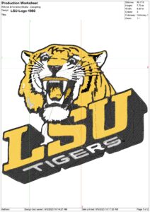 LSU Fighting Tigers embroidery design 1980