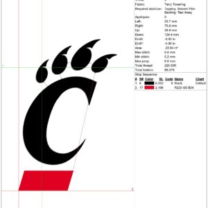 Cincinnati bearcats embroidery design