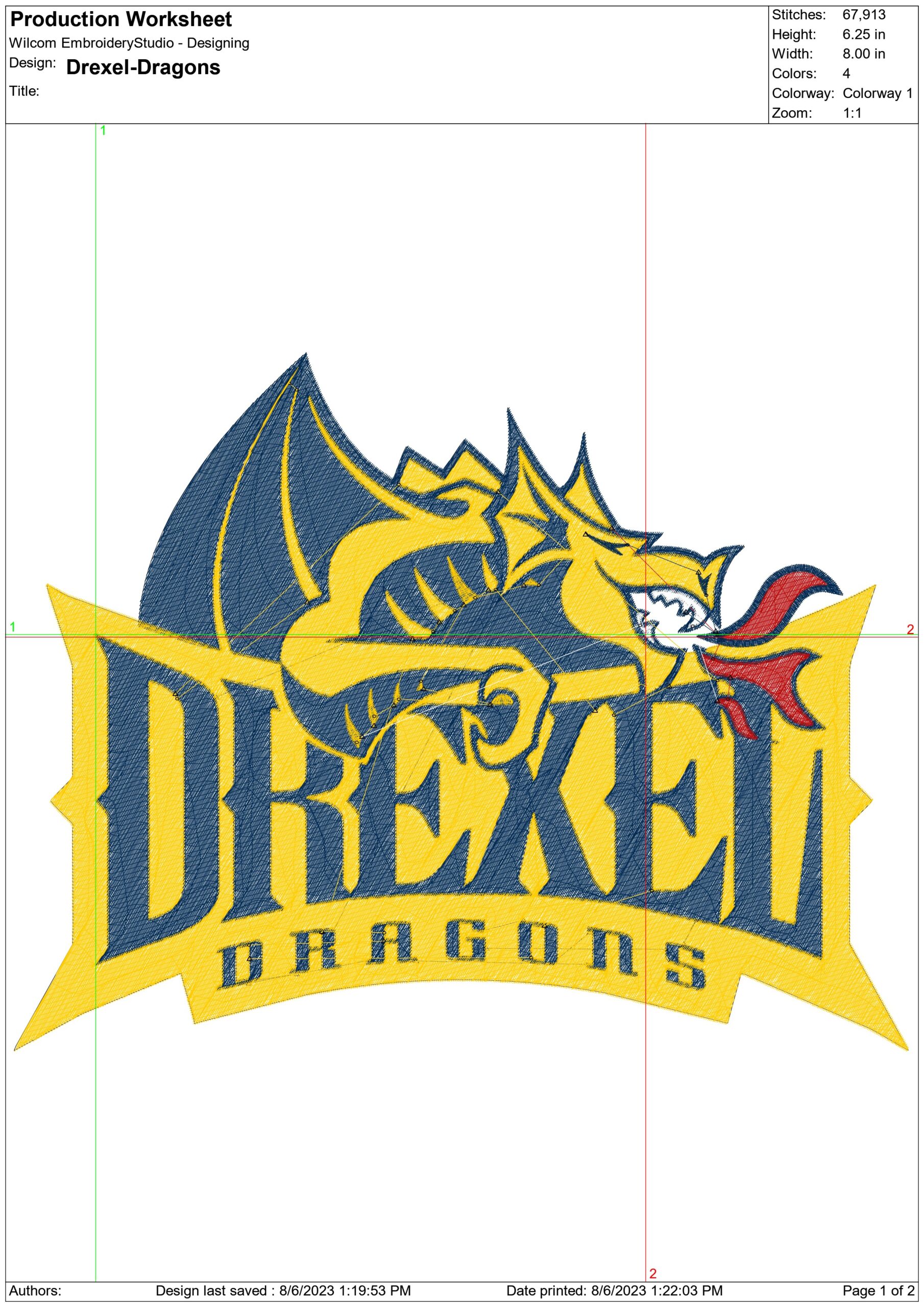 Drexel Dragons embroidery design - Drexel University, Philadelphia Logo ...