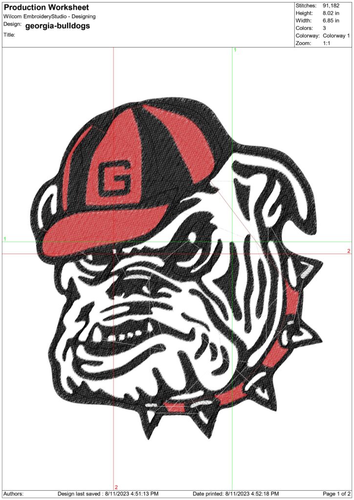 Georgia Bulldogs Athletics Embroidery Design - University Of Georgia ...