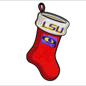 LSU Fighting Tigers Christmas Sock embroidery design