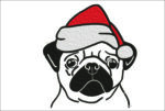 Pug Christmas Hat Embroidery File