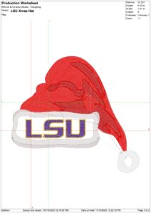 LSU Fighting Tigers Christmas Hat embroidery design