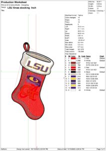 LSU Fighting Tigers Christmas Sock embroidery design