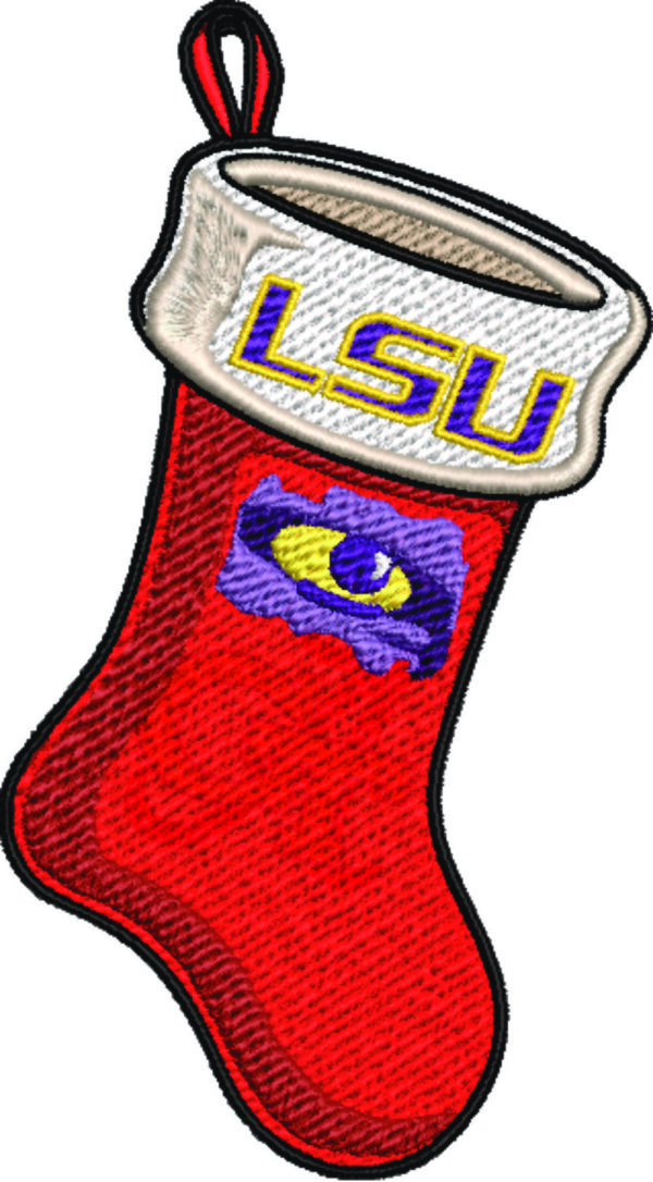 LSU Fighting Tigers Christmas Sock embroidery design