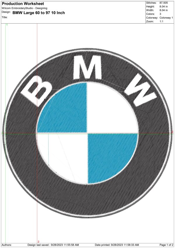 BMW Large Car Logo 60 to 97 embroidery design