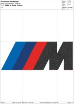 BMW M Sport Black Large Car Logo embroidery design