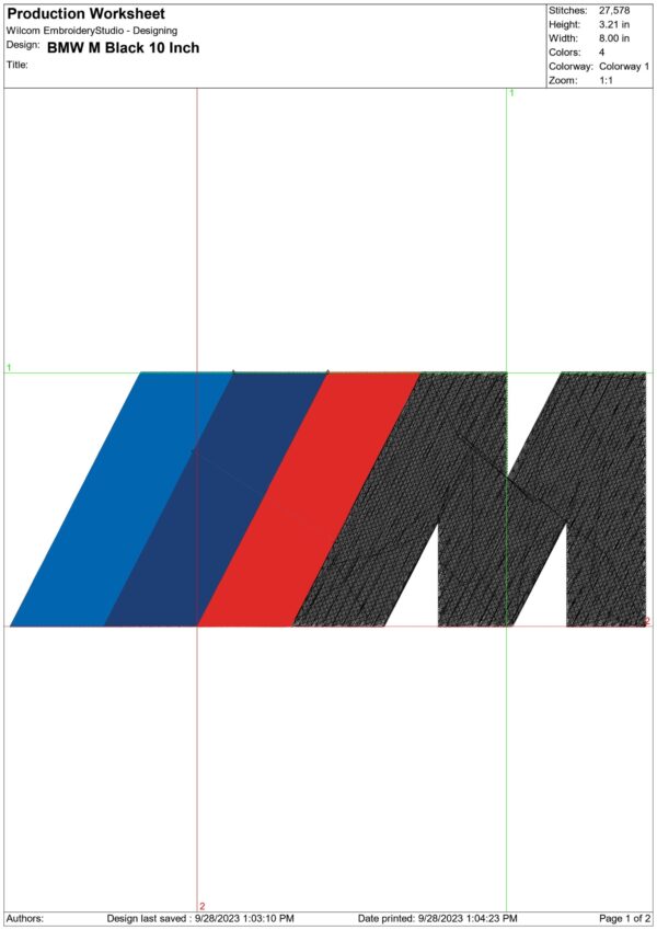 BMW M Sport Black Large Car Logo embroidery design