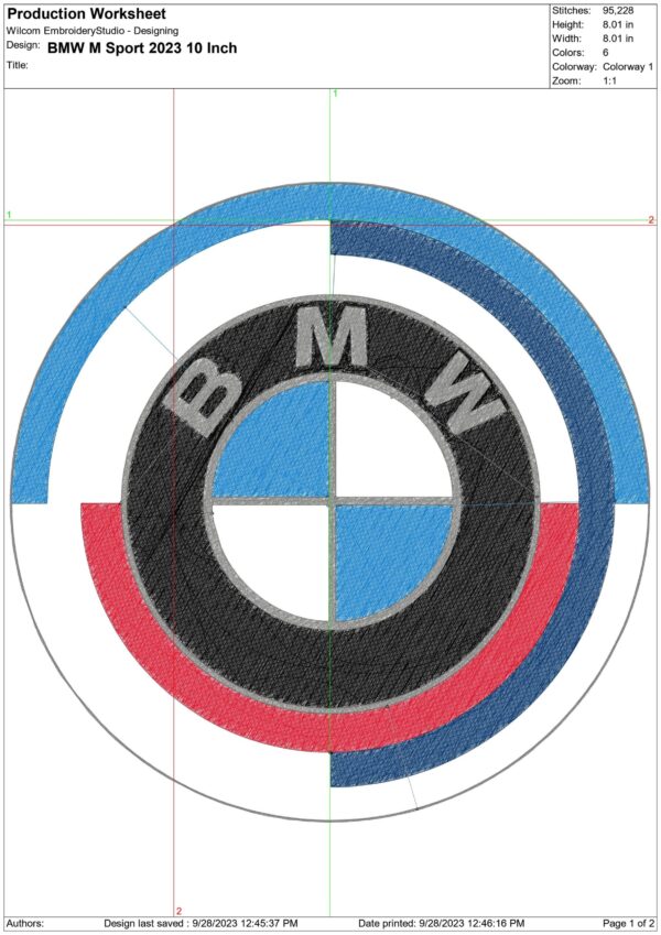 BMW M Sport Car Logo embroidery design