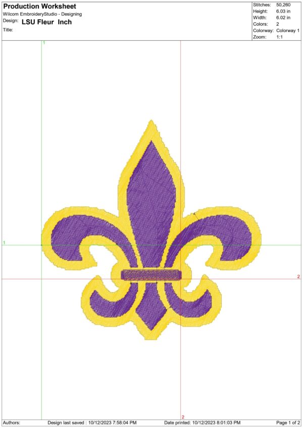 LSU Fighting Tigers Fleur embroidery design