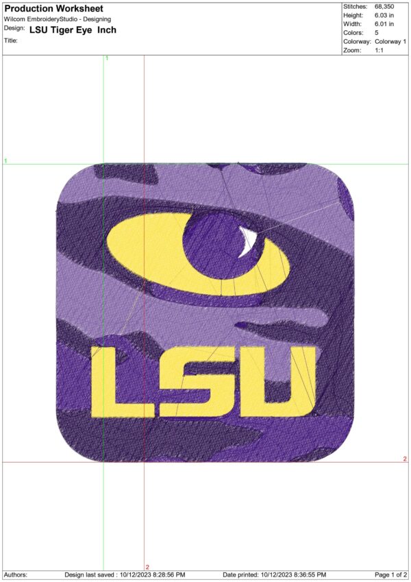 LSU Fighting Tigers Eye embroidery design