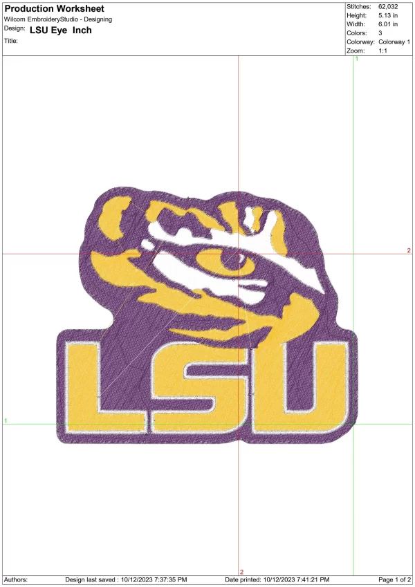 LSU Eye Fighting Tigers embroidery design