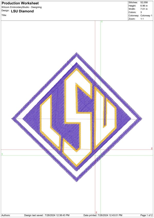 LSU Tigers Diamond embroidery design