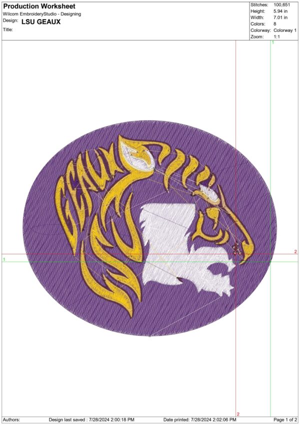 LSU Fighting Tigers Geaux embroidery design