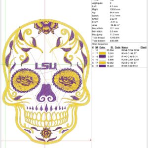 LSU Fighting Tigers Mexican embroidery design