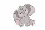 Baby Elephant embroidery design