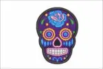 Day of Dead Death Sugar Skull Blue Flowers