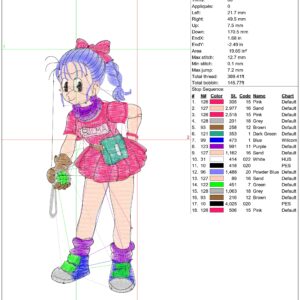 Anime embroidery design