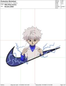 Anime embroidery design