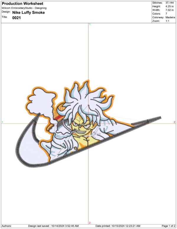 Anime embroidery design