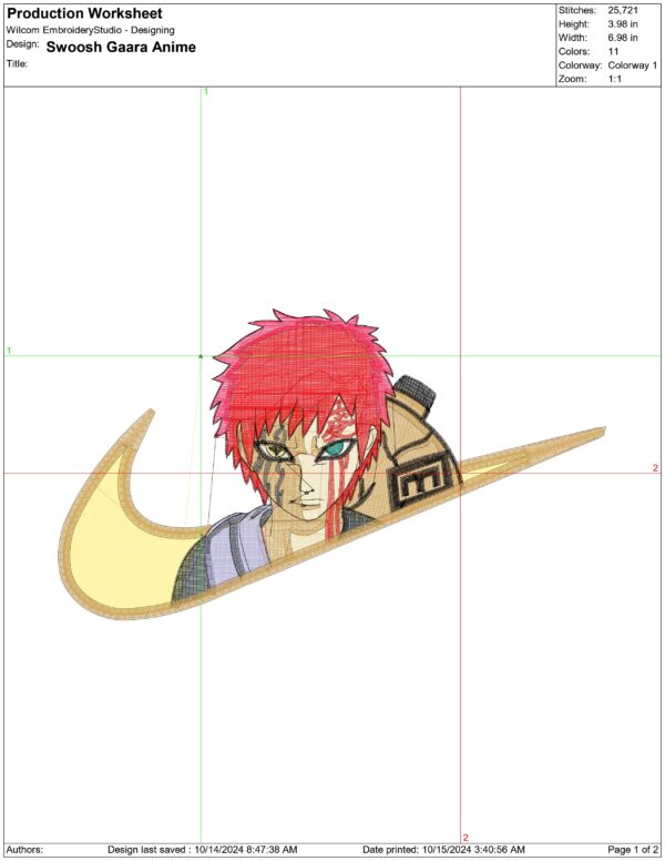 Anime embroidery design