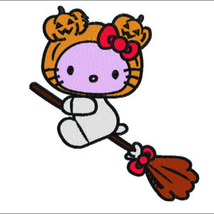 Hello Kitty Pumpkin Head on Broom