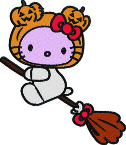 Hello Kitty Pumpkin Head on Broom